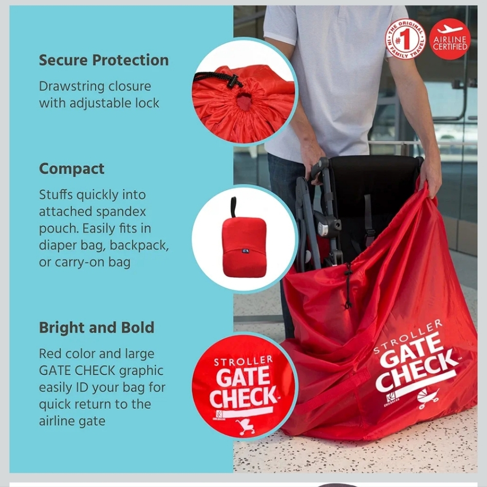 Red Stroller Gate Check Bag - Picture 4 of 6